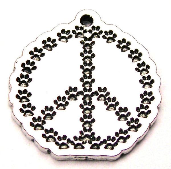 Paw Print Peace Symbol Genuine American Pewter Charm