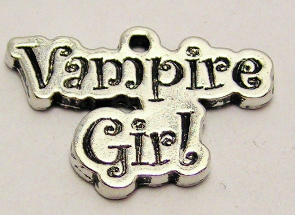 Vampire Girl Stylized Genuine American Pewter Charm