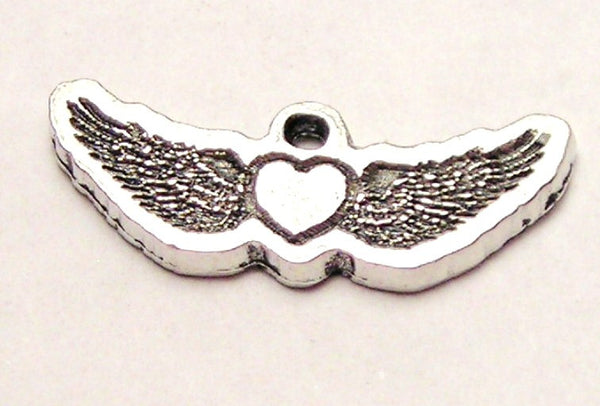 Small Heart With Flying Wings Genuine American Pewter Charm