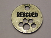 Rescued With Open Paw Prints Genuine American Pewter Charm