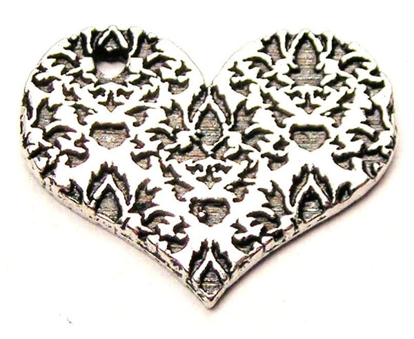 Damask Heart Genuine American Pewter Charm