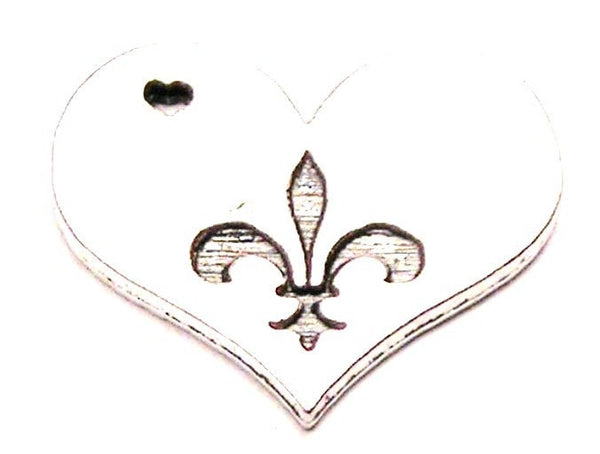 Heart With Fleur De Lis Genuine American Pewter Charm