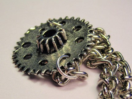 Steampunk Gear Large Single Charm Necklace