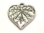 Heart Shaped Leaf Genuine American Pewter Charm