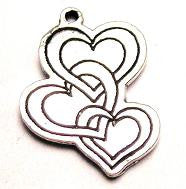 Triple Hearts Genuine American Pewter Charm