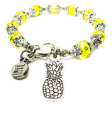 Summer Pineapple Capped Crystal Bracelet