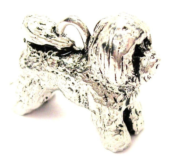 Bichon Frise Dog Charm 3D Genuine American Pewter Charm