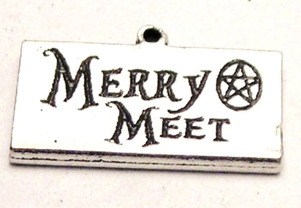 Merry Meet With Pentagram Pentacle Genuine American Pewter Charm