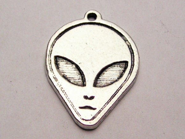 Alien Face Genuine American Pewter Charm