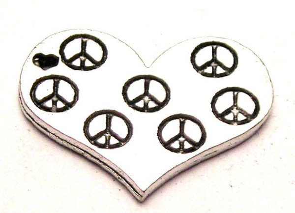 Peace All Over Heart Genuine American Pewter Charm