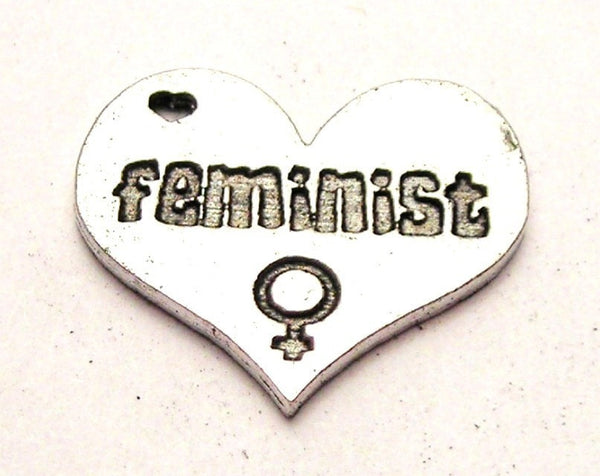 Feminist Heart Genuine American Pewter Charm