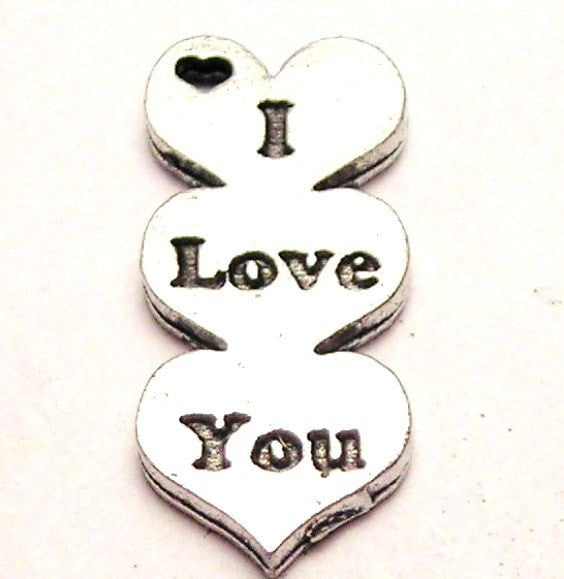 I Love You Triple Hearts Genuine American Pewter Charm