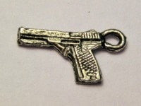 Nine Mm Hand Gun Genuine American Pewter Charm