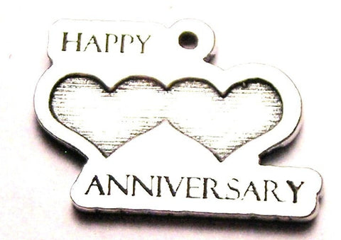 Happy Anniversary With Two Hearts Genuine American Pewter Charm