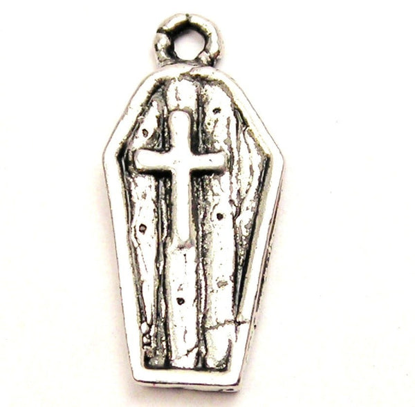 Coffin With Cross Genuine American Pewter Charm