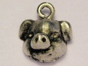 Piggy Face Genuine American Pewter Charm