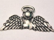 Pretty Angel With Halo Genuine American Pewter Charm