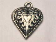 Spanish Heart Genuine American Pewter Charm