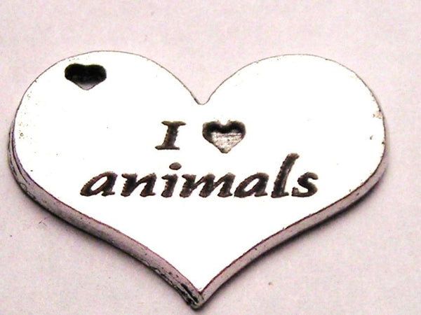 I Love Animals Heart Genuine American Pewter Charm