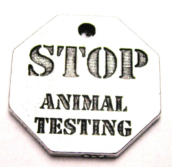 Stop Animal Testing Genuine American Pewter Charm