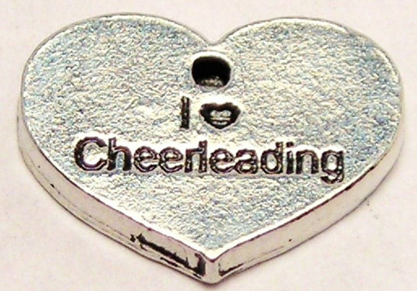 I Love Cheerleading Accent Heart Genuine American Pewter Charm