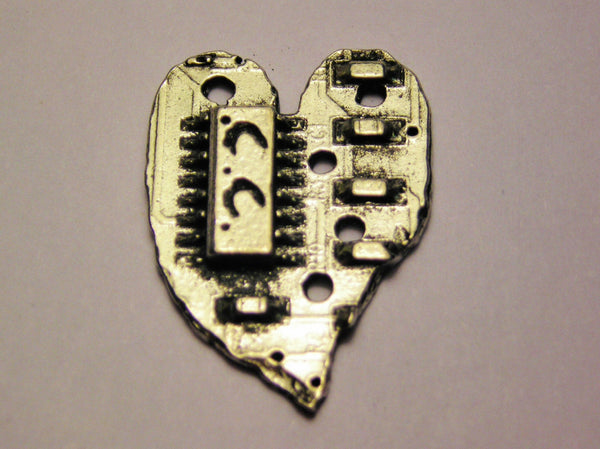 Computer Chip Heart Genuine American Pewter Charm