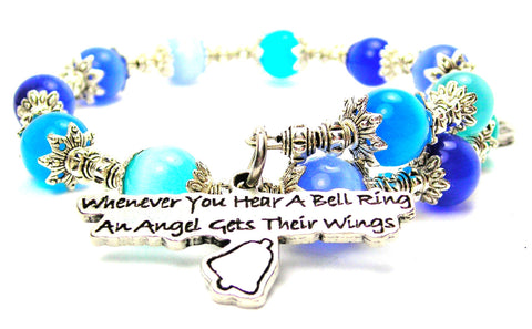 Whenever You Hear A Bell Ring An Angel Gets Their Wings Cat's Eye Beaded Wrap Bracelet