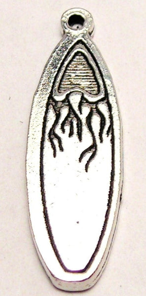 Flaming Surfboard Genuine American Pewter Charm