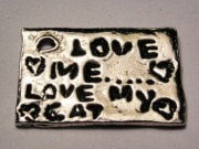 Love Me Love My Cat Rustic Genuine American Pewter Charm