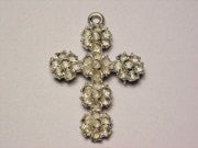 Cross Needs 72 Stones Genuine American Pewter Charm