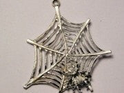 Large Spider On Web Pendant Genuine American Pewter Charm