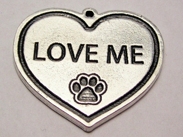 Love Me Heart With Paw Print Genuine American Pewter Charm