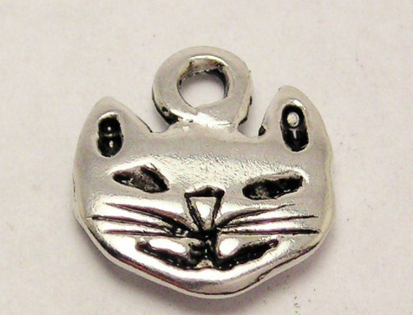 Wide Kitty Face Genuine American Pewter Charm