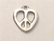 Small Open Peace Sign Heart Genuine American Pewter Charm