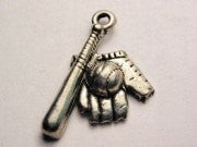 Baseball Bat Glove And Ball Genuine American Pewter Charm