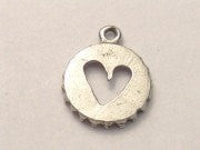 Heart Cutout In Bottle Cap Genuine American Pewter Charm