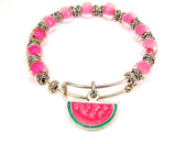 Watermelon Charm 9mm Glass Beaded Single Bracelet