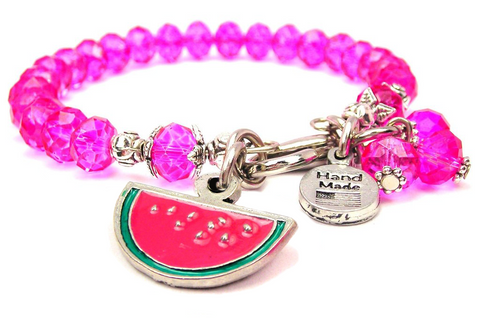 Hand Painted Watermelon Splash Of Color Crystal Bracelet