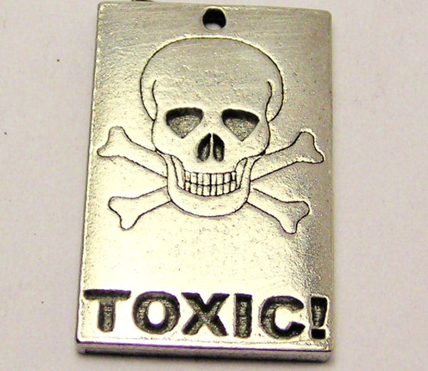 Skull With Toxic Genuine American Pewter Charm