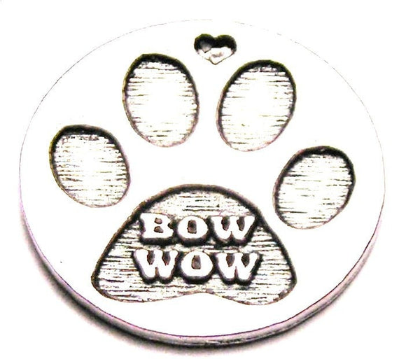 Bow Wow Dog Paw Print Genuine American Pewter Charm