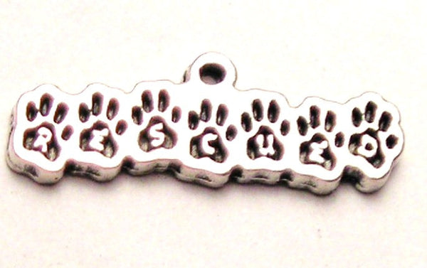 Rescued Letters On Little Paws Genuine American Pewter Charm