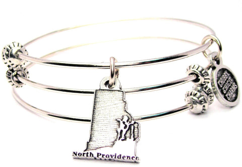 North Providence Rhode Island Triple Style Expandable Bangle Bracelet