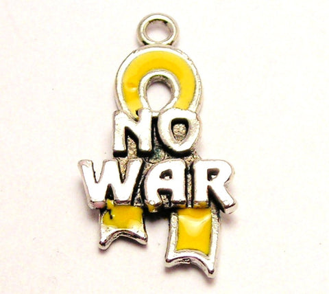 Yellow No War Awareness Ribbon Genuine American Pewter Charm