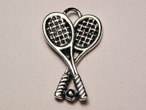 Crossed Tennis Racquets Genuine American Pewter Charm