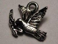 Dove With Wheat Twig Genuine American Pewter Charm