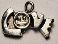 Love With Happy Face Genuine American Pewter Charm