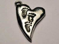 Footprints On Your Heart Genuine American Pewter Charm