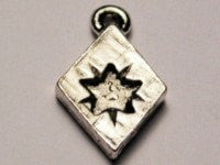 Diamond With Starburst Genuine American Pewter Charm